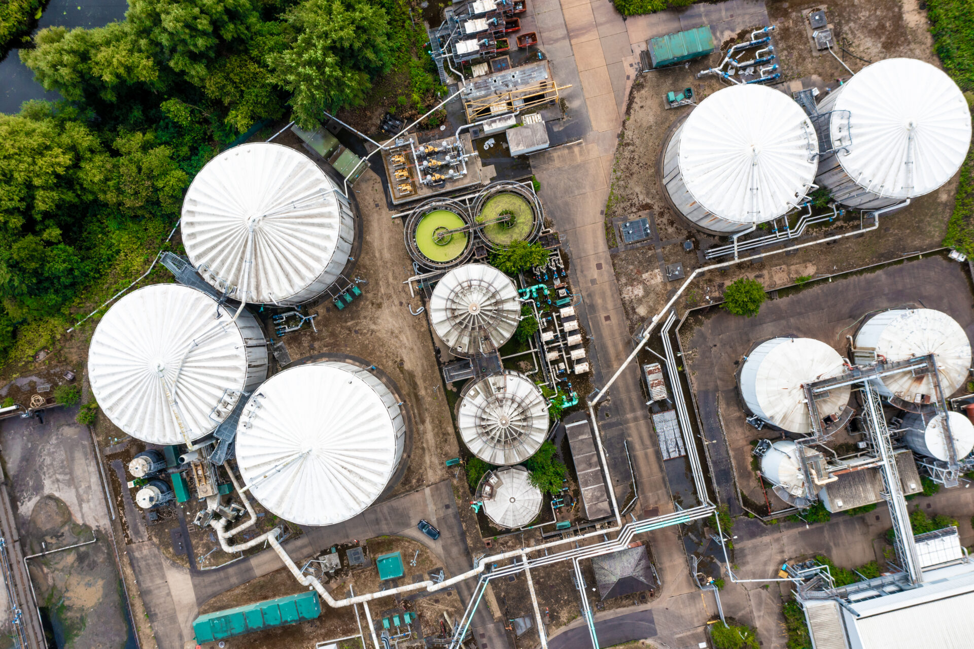 Aerial View of Hydrogen Tanks